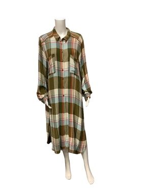 Anthropologie Pilcro Plaid Print Long Duster Size: XL